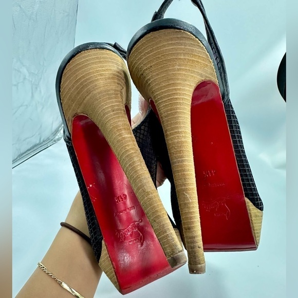 christian louboutin fishnet bow heels size 11.5 - Picture 8 of 14